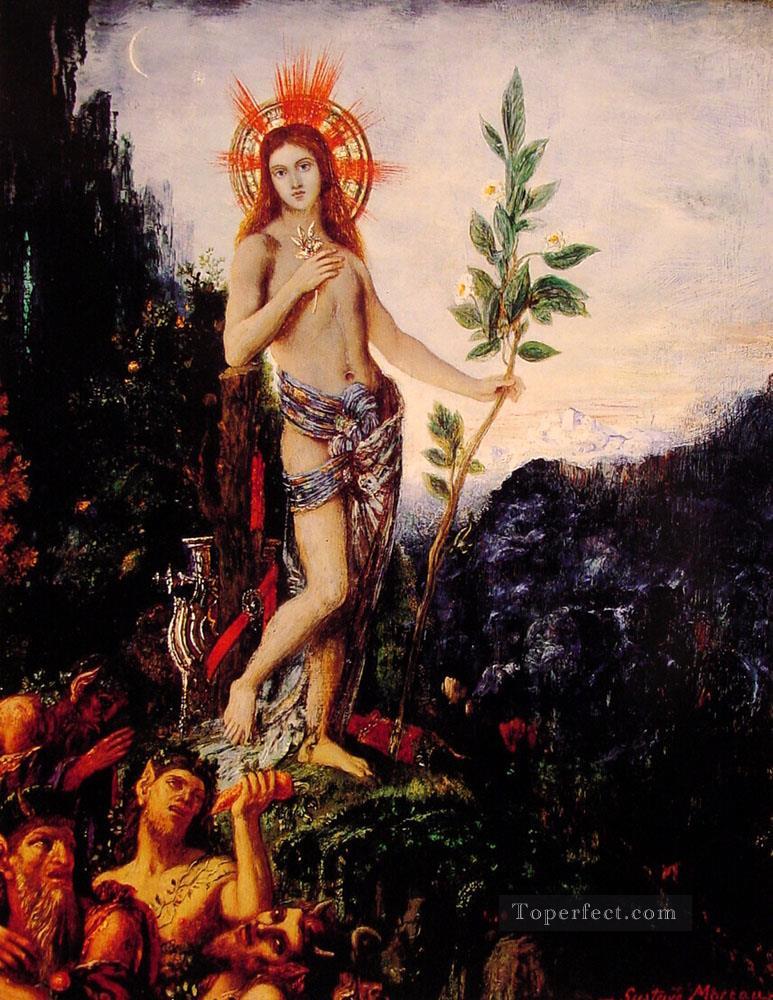 apollo and the satyrs Symbolism biblical mythological Gustave Moreau Oil Paintings